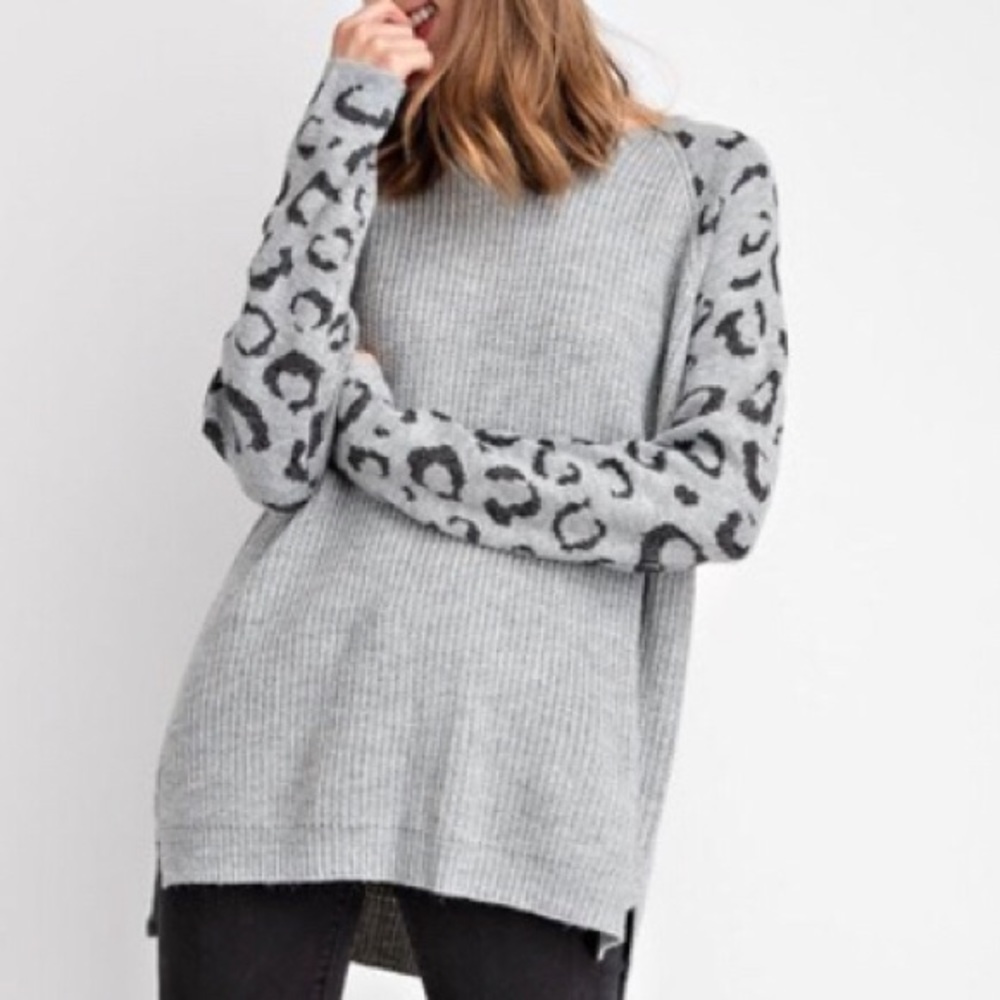 Grey animal print sweater